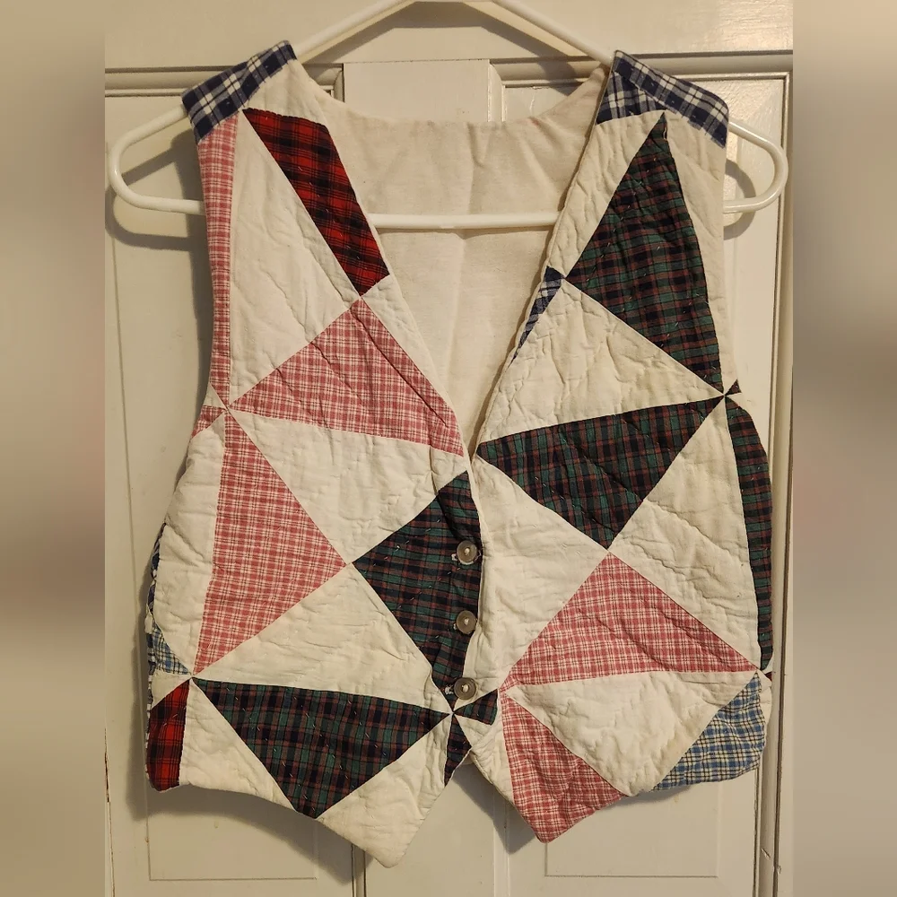 Quilted Patchwork Kids Vest in Red, Green, Blue